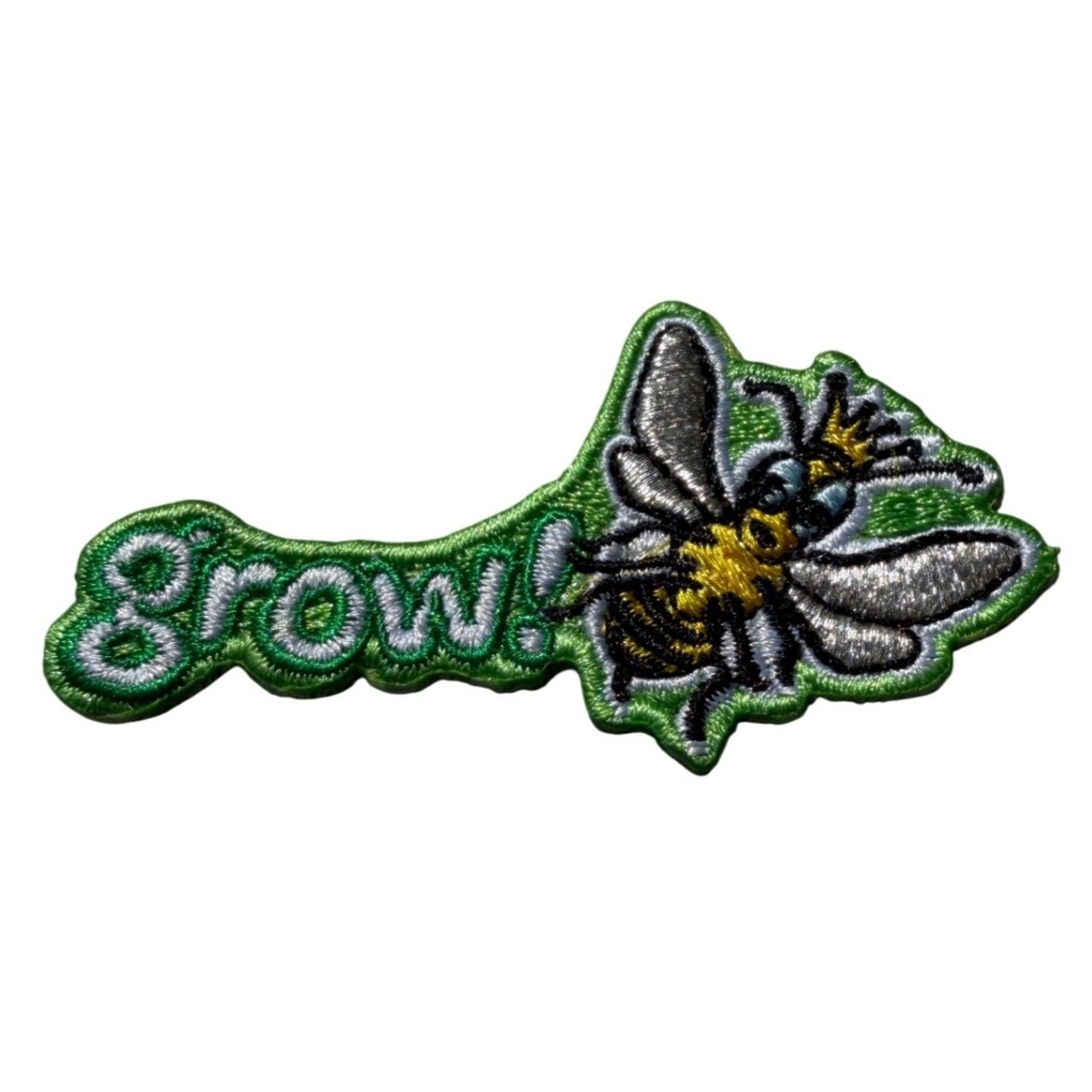 Queen Bee Grow Embroidered Patch Green White Yellow Crown Sunglasses 204215